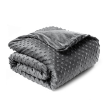 Organic Cotton Blanket Grey Removable Minky Polyester Cover 2 Sides Weighted Blankets For Kids and Adults